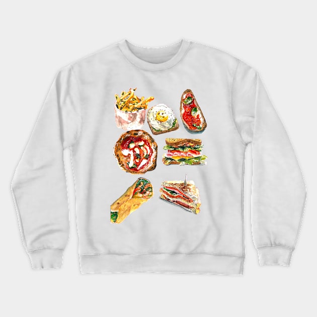 watercolor fastfood illustration Crewneck Sweatshirt by ibtihella